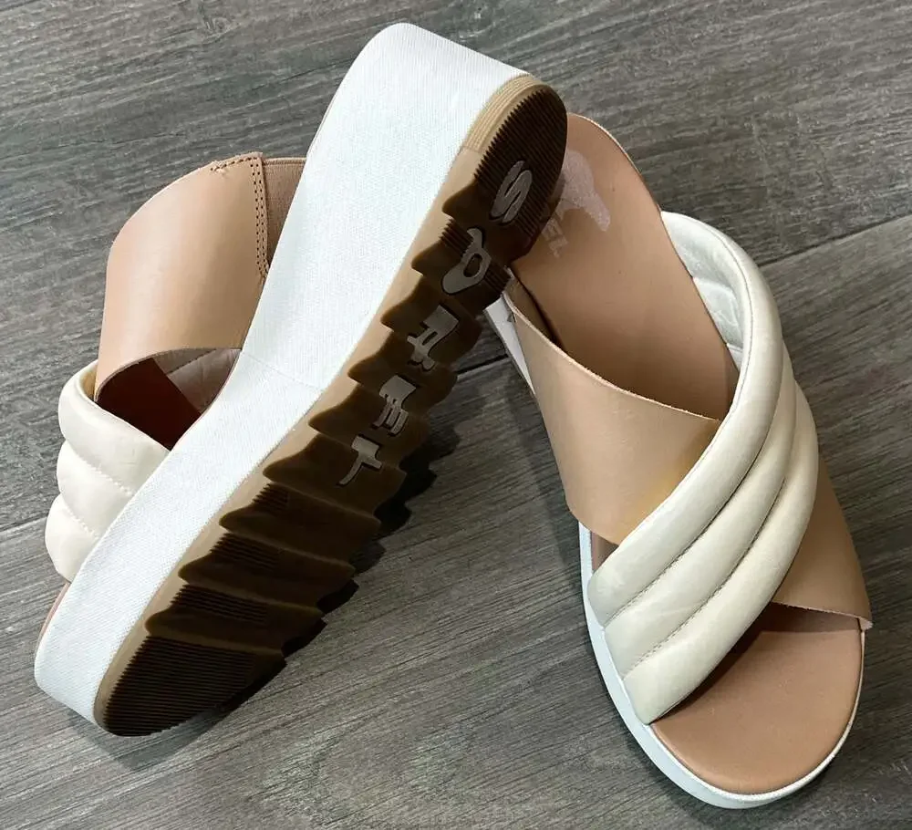 Sorel Cameron Puff Leather Wedge Sandals